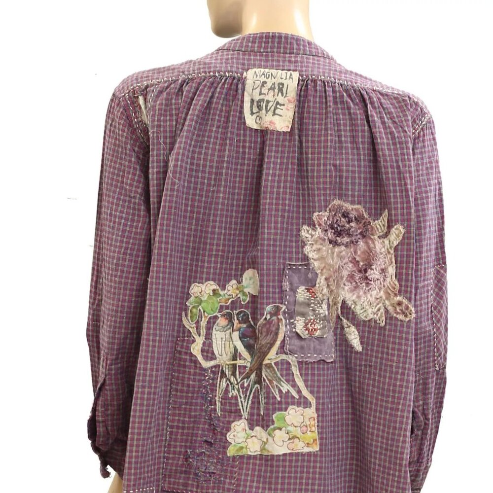 Magnolia Pearl Mauve Patchwork Tunic with Bird Patch - Picture 4 of 4